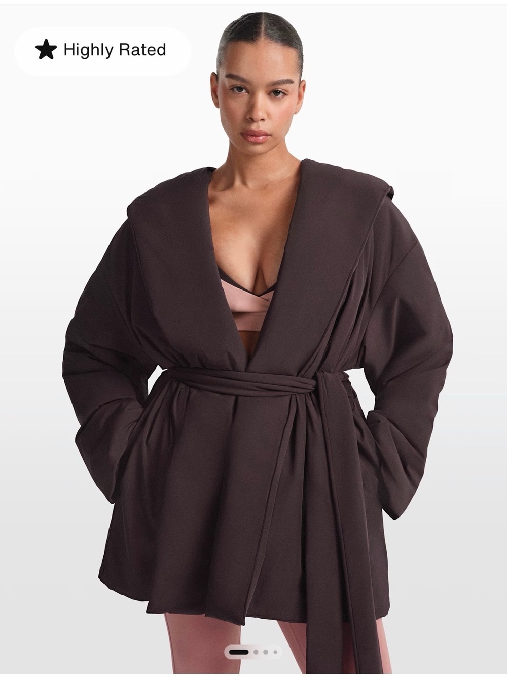 Nike x SKIMS Woven Nylon Wrap Coat – Phoenix Hooded Belted Jacket NWT Medium